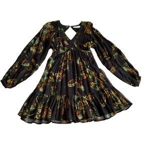 Super Natural Secret Mission Empire Waist Dress XS Floral Mini V-Neck Lace Boho